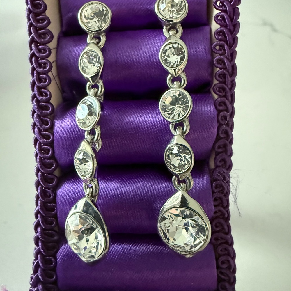 Givenchy Silver Crystal Drop Earrings